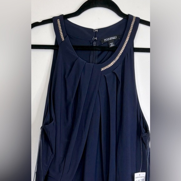 Roz & ALI Dressy Navy Blue Jumpsuit w/ Pleated Bodice SIZE: 16 - Picture 6 of 11